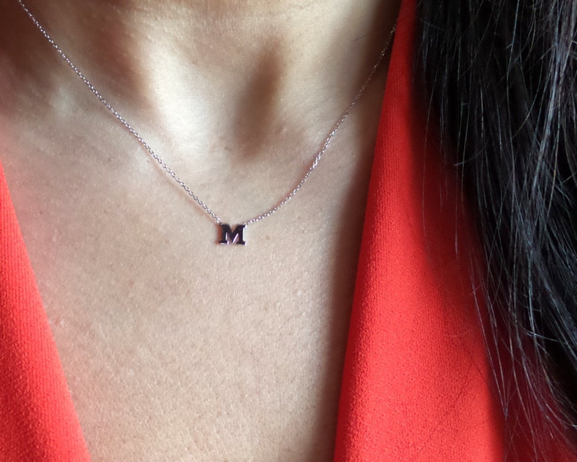 Initial Necklace / 14k Gold Letter Necklace / Minimalist Etsy