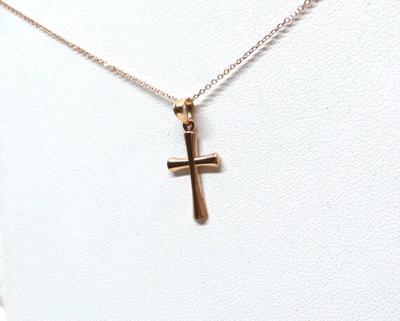 14K Yellow Gold Cross Pendant 32mm – 585 Gold Confirmation Communion, Unisex