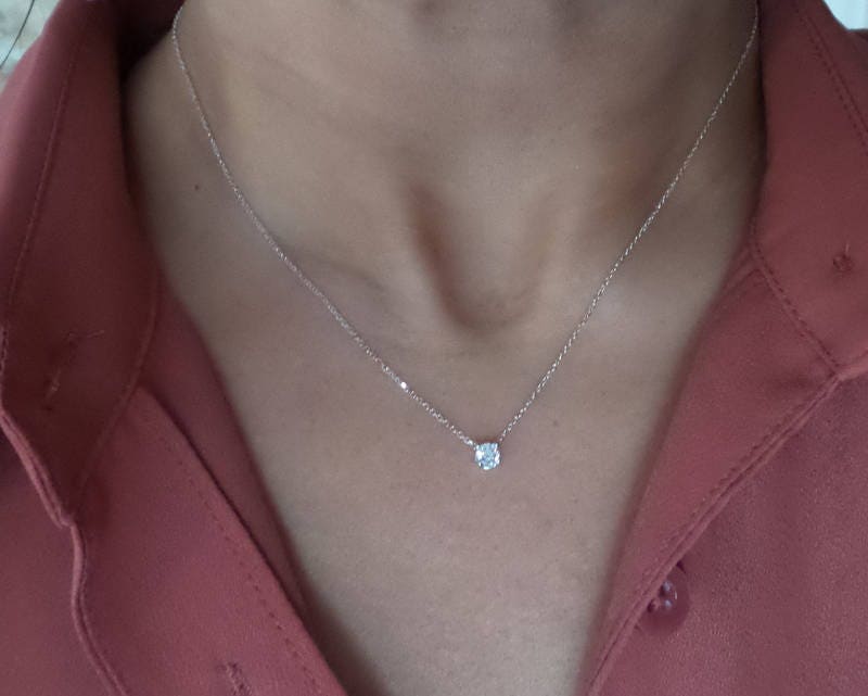Solitaire Diamond Necklace - Dainty Solitaire - Urban Carats