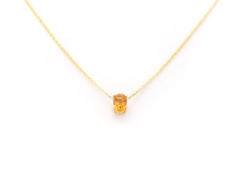 Oval Yellow Topaz Solitaire Necklace / 14k Gold Topaz Solitaire Necklace / Yellow Topaz Necklace / November Birthstone Necklace / Yellow Gem