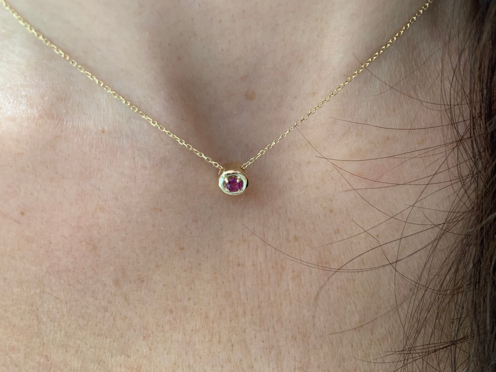 Ruby Necklace / 14k Gold Ruby Necklace / Minimalist Ruby - Etsy