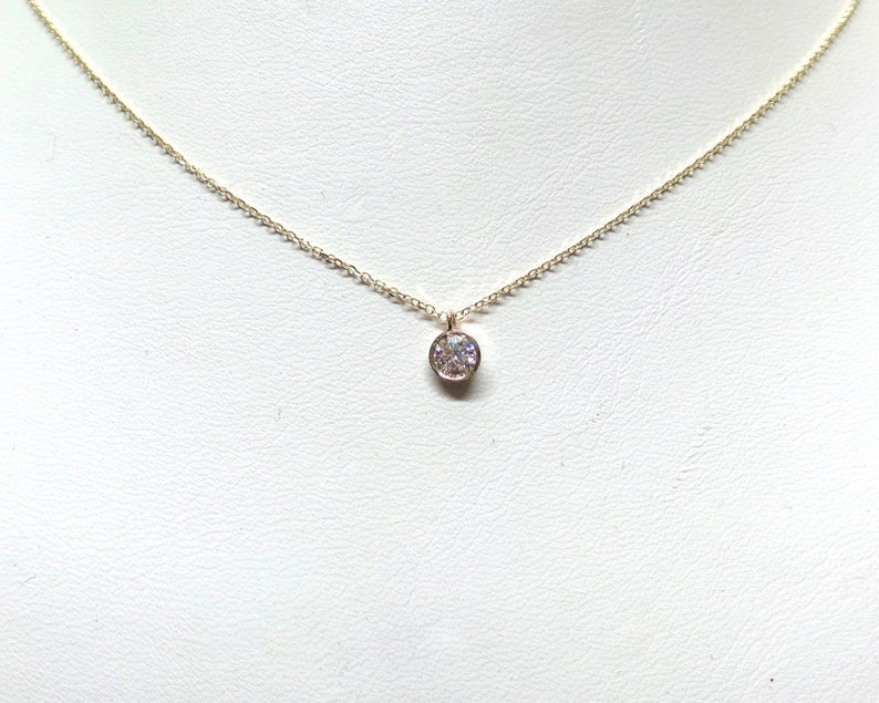 Diamond Necklace 0.25ct / 14k Gold Diamond Necklace / Dangling Diamond Necklace / Floating Diamond / Dainty Diamond Necklace / Diamond Bezel image 6