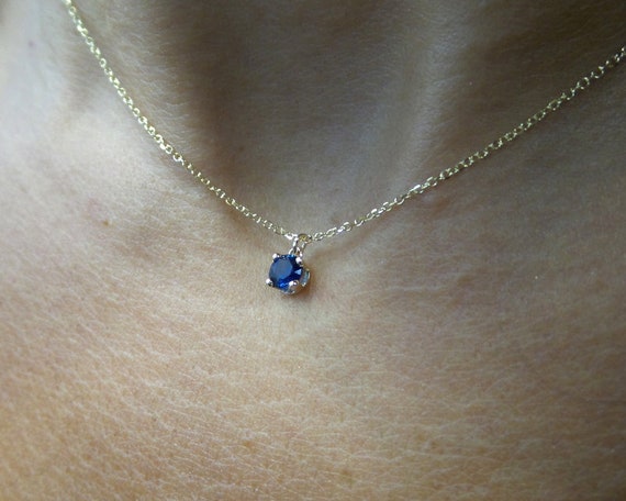 Sapphire Necklace 0.25ct 14k Gold Sapphire Necklace Sapphire Solitaire Necklace Ceylon Sapphire Dainty Sapphire Necklace Etsy