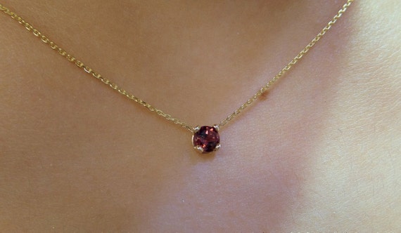 Garnet Necklace 14k Gold Garnet Necklace Dainty Garnet Necklace
