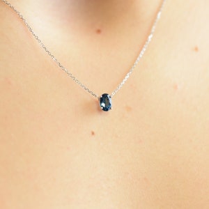 14k White Gold London Blue Topaz Solitaire Necklace