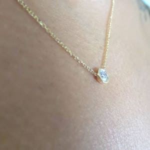 Diamond Bezel Necklace 0.18ct/ Diamond Necklace/ Diamond Solitaire Necklace/ Floating Diamond/ Dainty Diamond/ Bridal gift/ Birthday Present image 8