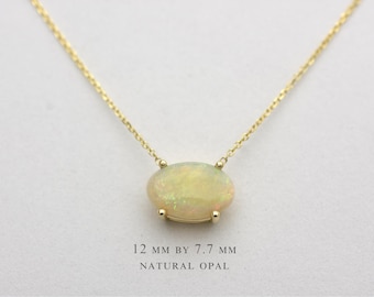 14k Gold Australian Opal Necklace, AAA Quality Opal Pendant