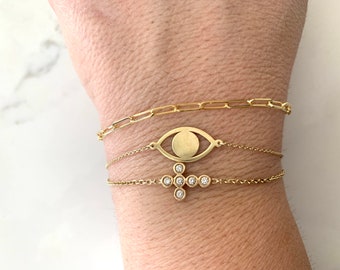 Paper Clip Bracelet / 14k Gold Paper Clip Chain Bracelet / 14k Gold Paper Clip Chain / Layering 14k Gold Paper Clip Chain Bracelet
