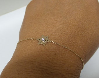 Star of David Bracelet /  14k Gold Star of David Bracelet / Gold Star of David Bracelet / Diamond Star of David / Dainty Star of David