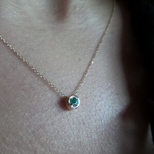 Emerald Necklace / 14k Gold Emerald Solitaire Necklace / Delicate Emerald Necklace / Dainty Pendant / Gold Emerald Necklace / May Birthstone image 8