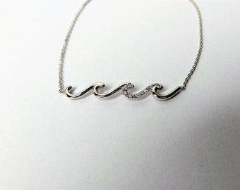 Diamond Wave Bracelet / 14k White Gold Diamond Wave Bracelet / Gold Diamond Wave Bracelet / Solid 14k Gold Wave Bracelet
