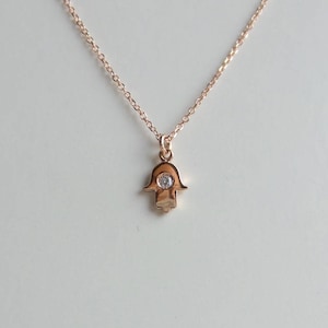 Hamsa Necklace/  Rose Gold Tiny Hamsa / Rose Gold Hand of Fatima/ Delicate Thin Gold Hamsa Necklace/ Tiny Hamsa/ Mini Hamsa/ 14k Gold Hamsa