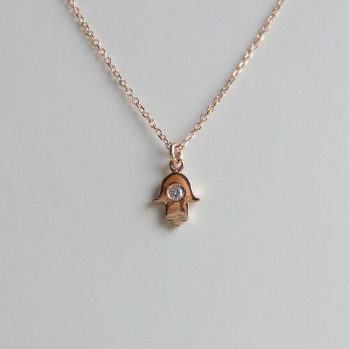 Hamsa Necklace/ Rose Gold Tiny Hamsa 