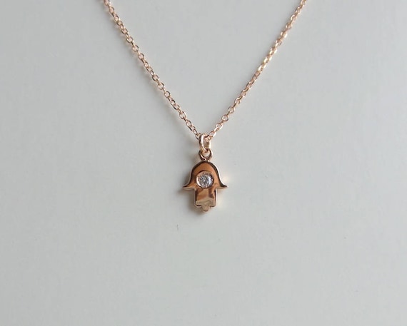 Rose gold hamsa on sale necklace