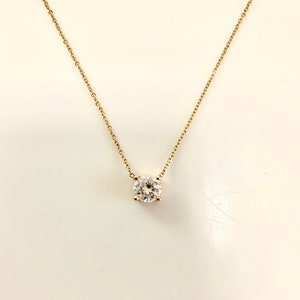 Diamond Necklace / 14k Gold Diamond Necklace 0.75ct / Diamond Solitaire Necklace / Prong Set Diamond Solitaire / Bridal Necklace