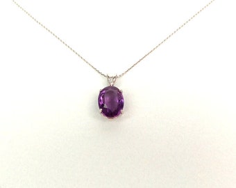 Amethyst Necklace / Sterling Silver Amethyst Pendant 4.15ct / Genuine Oval Amethyst Necklace / Purple Amethyst Necklace /February Birthstone