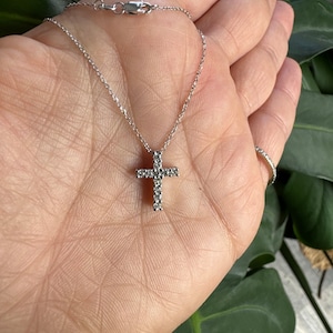 Dainty Diamond Cross Necklace: 0.25ct 14k Gold Pendant