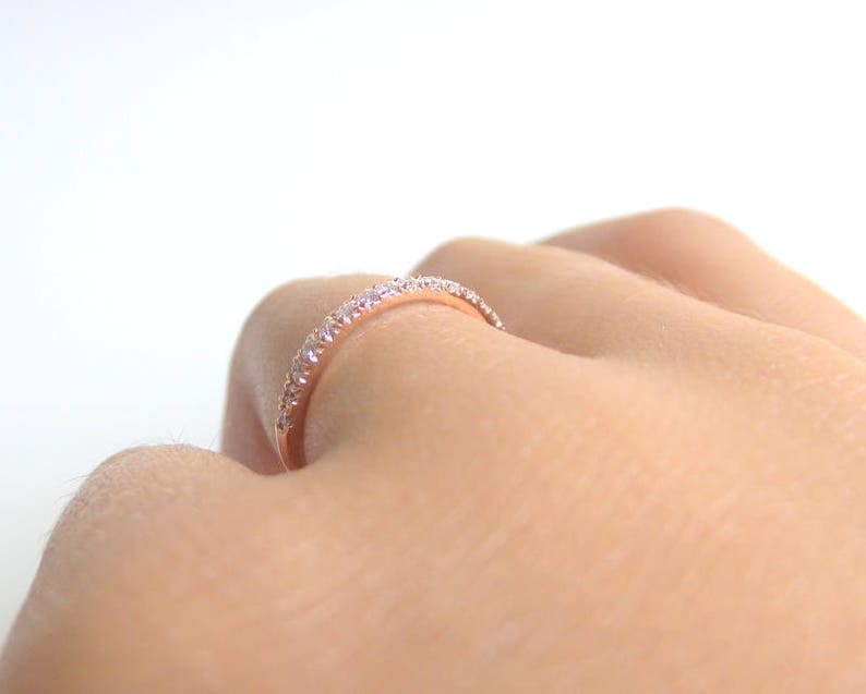 Diamond Wedding Band/ Diamond Wedding Ring/ 14k Rose Gold Etsy