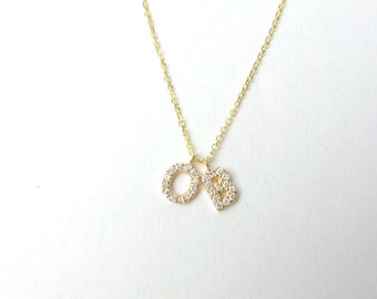 14k Gold Diamond Initial Necklace: Dainty Letter Pendant