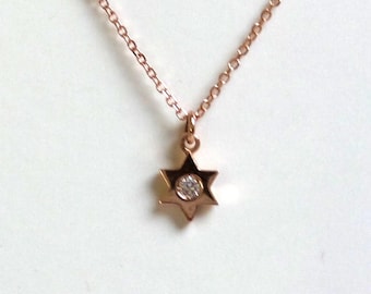 Star of David Necklace/ 14k Gold Star of David Pendant/ Rose Gold Star of David/ 14k Star of David/ Dainty Star of David/ Minimalist Star