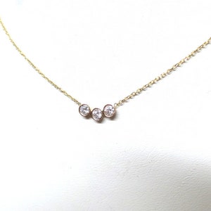 Diamond Bezel Necklace / 14k Gold Diamond Necklace 0.24cts / Bridal Diamond Necklace / Floating Diamond / Dainty Diamond Necklace / Bridal image 6