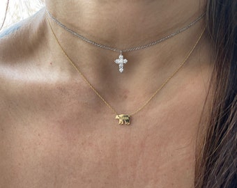Mama Bear Necklace / 14k Gold Mama Bear Pendant / Mom Necklace / Mothers Day Mama Bear Necklace / Petite Small Mama Bear