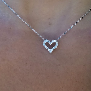 Diamond Heart Necklace / Small Diamond Heart Necklace 0.25ct / 14k White Gold Diamond Heart Necklace / Gold Diamond Heart Necklace / Heart