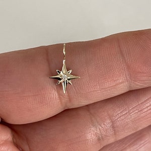 North Star Pendant / Starburst Diamond Pendant / 14k Gold Diamond North Star / Minimalist North Star Pendant / Dainty Starburst image 2