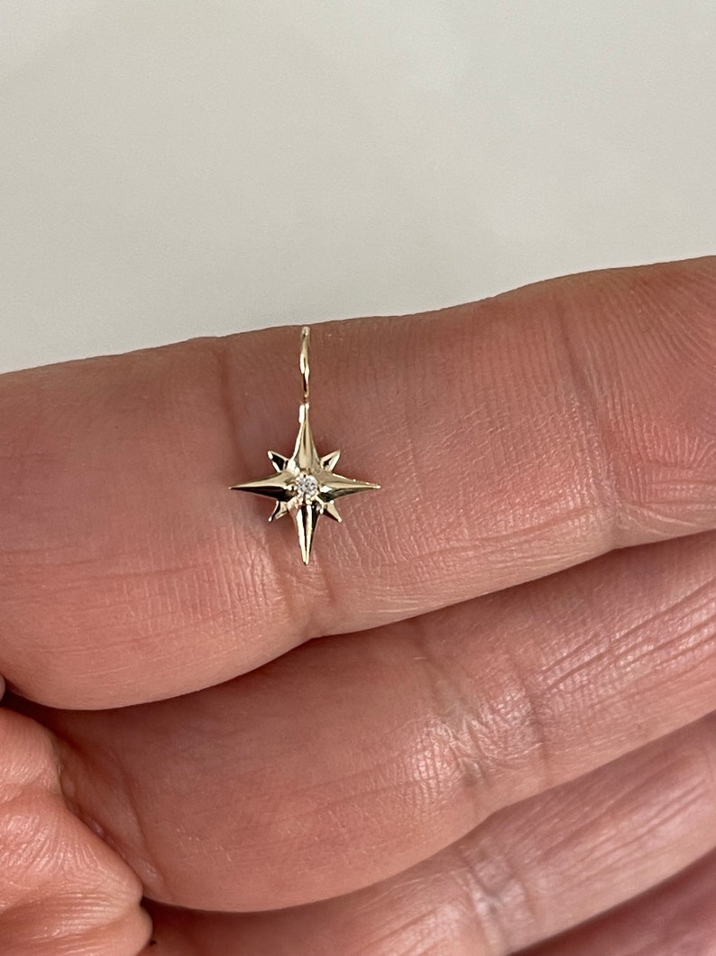 North Star Pendant / Starburst Diamond Pendant / 14k Gold Diamond North Star / Minimalist North Star Pendant / Dainty Starburst image 2