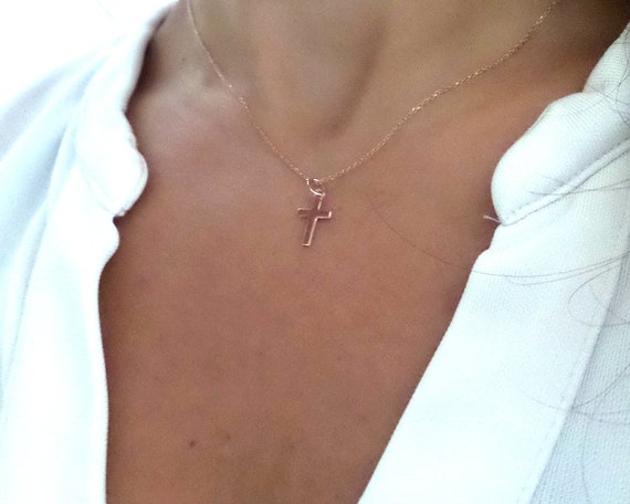 Cross Necklace / 14k Rose Gold Small 