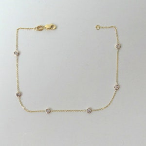 Diamant Armband 0.24cts / 14k Gold Diamond Station Armband 0.24cts / Braut Diamant Armband / Jeden Tag Diamant Armband / Zierlicher Diamant