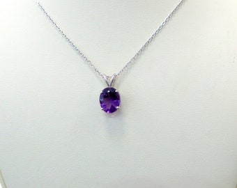 Amethyst Necklace / Sterling Silver Amethyst Pendant / Genuine Amethyst Necklace / Silver Amethyst Necklace / February Birthstone