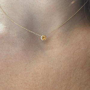 Gelber Topas Halskette, Edelstein Solitär Halskette, 14k Gold Topas Anhänger, Zierliche Halskette,