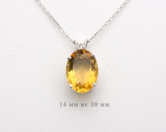 Yellow Topaz Necklace: 4.81 Carat Oval Solitaire, Sterling Silver Pendant