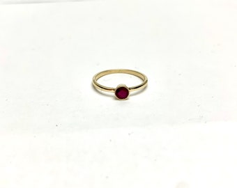 Ruby Ring 0.30CT / 14k Gold Ruby Ring / Millgrain 14k Gold Ruby Solitaire Ring / July Ruby Ring / Red Ruby Ring