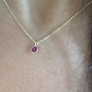 Ruby Necklace 4mm / 14k Gold Ruby Solitaire Necklace / Bezel Set Ruby Necklace / Minimalist Ruby Necklace / dainty Ruby / July Birthstone