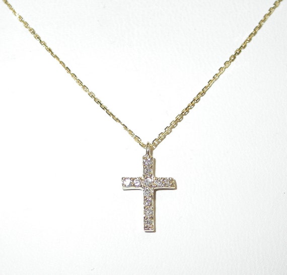 Diamond Cross Necklace 0.15 Ct / 14k 