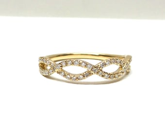 Diamond Infinity Ring 0.30ct / 14k Gold Diamond Infinity Ring / Infinity Ring / Gold Infinity Wedding Ring / Stackable Infinity Ring