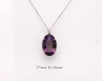 Amethyst Necklace / Sterling Silver Amethyst Pendant / Genuine Amethyst Necklace / Silver Amethyst Necklace / Oval Amethyst Pendant
