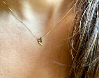 Small Angel Wing Necklace / 14k Solid Gold Angel Wing Necklace / Solid Gold Angel Wing Pendant