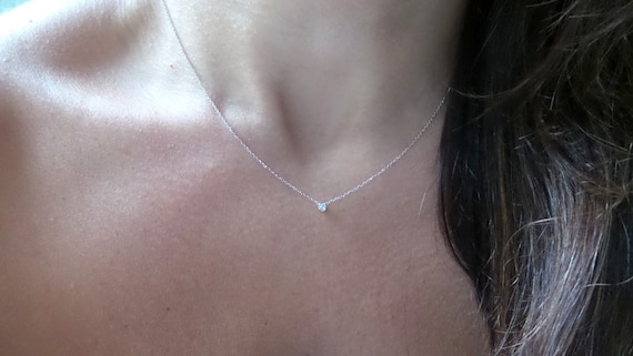 Diamond Necklace / 14k Gold Diamond Necklace 0.05CT / Diamond - Etsy