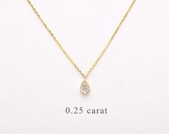 Pear Shape Diamond Necklace 0.25ct / 14k Gold Diamond Solitaire Necklace / Gold Pear Shape Diamond Necklace / Minimalist Diamond Pear Shape