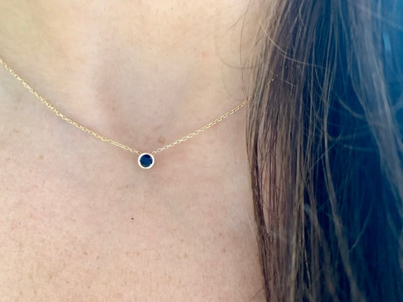 Sapphire Necklace 0.10ct Sapphire Solitaire Necklace Blue