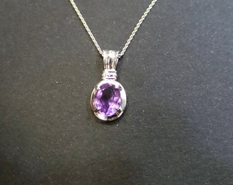 Amethyst Pendant/ Genuine Amethyst 2.07 ct Sterling Silver Pendant/ Sterling Silver Genuine Amethyst Pendant
