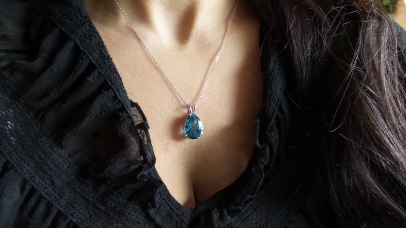 Genuine blue deals topaz necklace