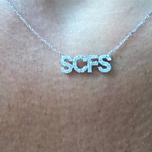 Collar inicial de diamantes / Collar de letras de diamantes / Collar de letras de oro de 14k / Collar de diamantes inicial delicado / Letra de diamantes de oro