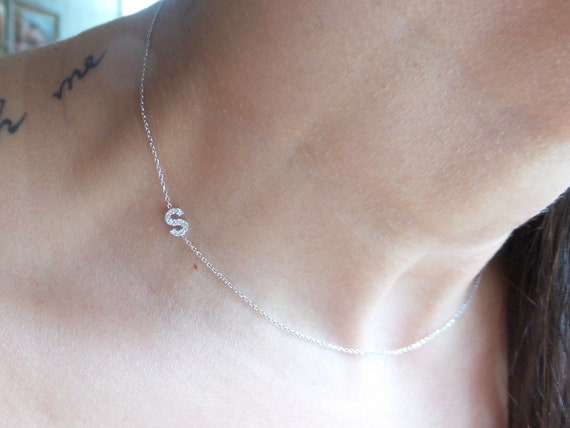 Diamond Initial Necklace / Diamond 