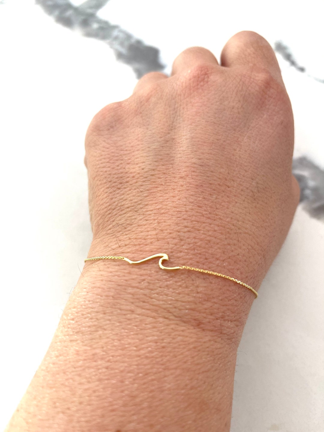 Gold Wave Bracelet / 14k Gold Wave Bracelet / Layering Wave Bracelet Etsy
