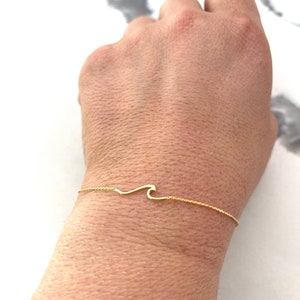 14k Gold Wave Armband: Verstellbare Gliederkette