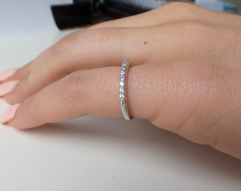 Diamond Ring/ 14k Gold Diamond Ring/ Diamond Wedding Band 0.35ct/ Stackable Gold Diamond  Ring/ Dainty Diamond Ring/ Minimalist Diamond Ring